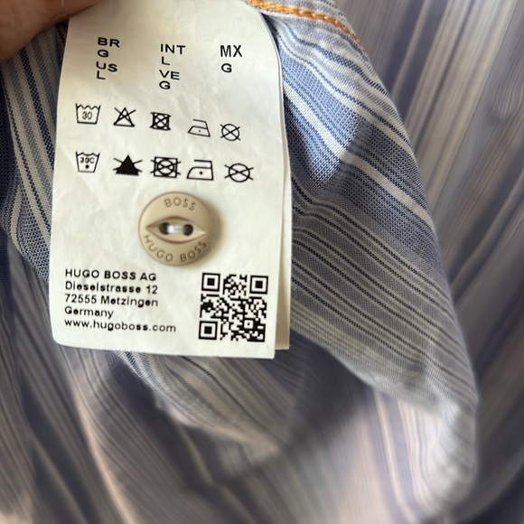 Boss Orange Blue Stripe Button Down Top Size L - Picture 6 of 9
